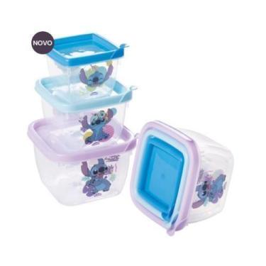 Imagem de Conjunto 3 Potes De Plástico Conect Quadrado Stitch - Plasutil