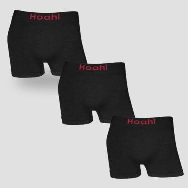 Imagem de Kit 3 Cuecas Boxer Lisa Masculina Sem Costura Poliamida - Hoahi, 3 pre