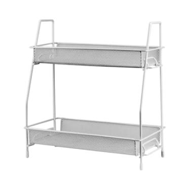 Imagem de Organizador Multiuso Aramado Para Cozinha, Banheiro, Quarto, Cosmeticos E Outros 2 Prateleiras 32x17x31,5 CM (Branco)