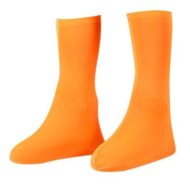 Imagem de YIJU Sapatos cobre sapatos Protetor Acessórios à prova d'água Capas de botas reutilizáveis ​​Galoshes para o jardim chuvoso de ciclismo ao ar livre, Laranja, Adultos