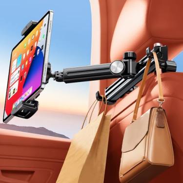 Imagem de HIYJEN Suporte de tablet de braço de extensão para encosto de cabeça de carro, suporte ajustável para iPad para banco traseiro de carro voltado para bebês, suporte de carro adequado para celular iPad