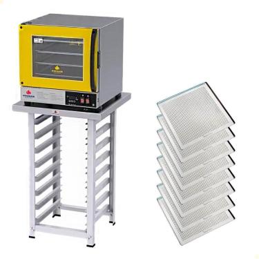 Imagem de Kit Forno Turbo Elétrico Progás Plus Digital 127V Com Mesa PRP-004 E 8 Bandejas Imeca