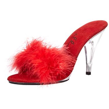 Imagem de Ellie Shoes Pantufas Maribou de salto de 10 cm, Vermelho, 38