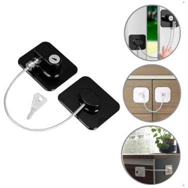 Imagem de Cadeado Trava de Segurança para Porta Geladeira com Chave (Preto)