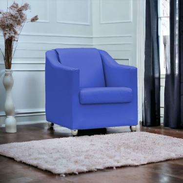 Imagem de Poltrona Mila Corino Cores Pé De Plástico Cromado - Azul-royal, Corino