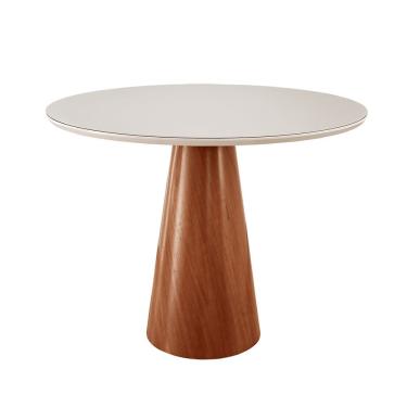 Imagem de Mesa De Jantar Gênova 130cm Tampo Redondo Vidro Móveis Minas Cor Off White