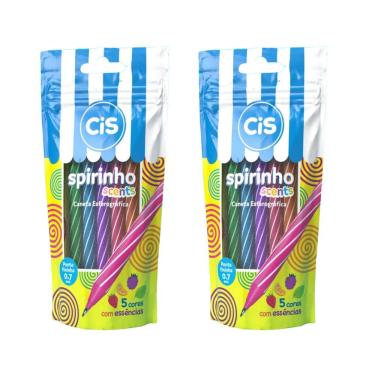 Imagem de Kit 2 Blister Caneta Esferográfica Mini Cis Spirinho Scents Com Cheirinho Com 5 Cores