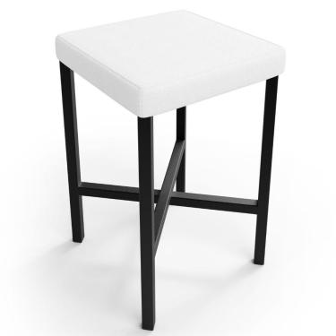 Imagem de Banqueta Stella Assento Plástico Base Fixa Estrutura Aço sem Encosto Altura 49 cm Branco para Cozinha