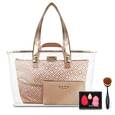 Imagem de Kit Bolsa 3pcs, Esponja 3pcs, Pincel Escova - Dourado Dourado