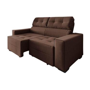 Imagem de Sofá 3 Lugares New York 2 M Retrátil E Reclinável Com Molas Cor:marrom