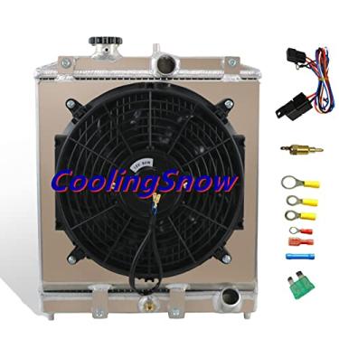 Imagem de CoolingSnow Radiador de alumínio para Honda CIVIC EJ EK DEL SOL EG INTEGRA DB/DC 1992-2000 radiadores de 2 fileiras + ventilador de proteção + kits de relé de termostato