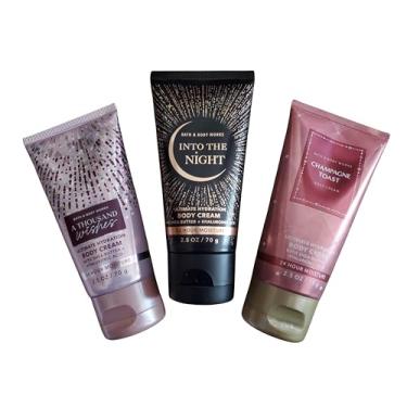 Imagem de Bath & Body Works Cremes Corporais De Hidratação Máxima Em Tamanho Viagem: Thousand Wishes, Into The Night, Champagne Toast, Conjunto Com 3 Unidades