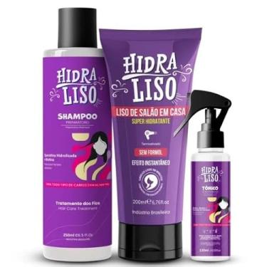 Imagem de HidraLiso + Shampoo + Termo Spray - Liso de Salao em Casa, Alisante Para Cabelo Organico, Progressiva de Chuveiro Sem Formol