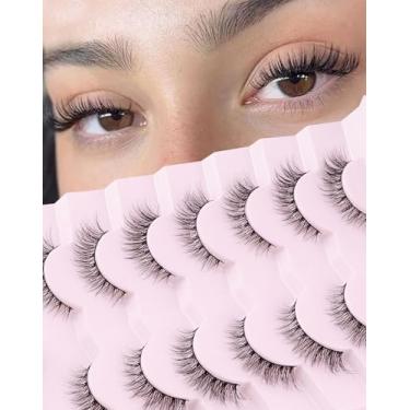 Imagem de Adious Cílios Postiços Estilo Olho De Gato, Finos E Naturais, Demi-Fios, Curtos, 13 Mm, Fofos, Pacote Com 7 Pares