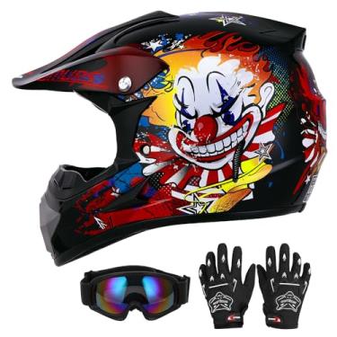 Imagem de Oumurs Capacete Dot Para Jovens, Com Óculos E Luvas, Crianças De 5 A 14 Anos, Capacetes Quadriciclo Infantil, Meninos Meninas, Quadriciclo, Motocross, Bmx, Mx, Utv, Offroad, Rua, Kart, Joker