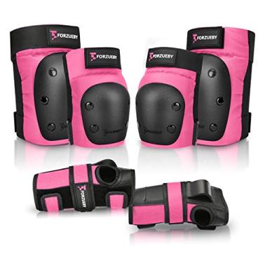 Imagem de Forzueby Joelheiras, Cotoveleiras E Protetores De Pulso Para Adultos/Crianças, Conjunto Equipamentos Proteção 6 Em 1 Patins Linha, Skate, Scooter, Bmx, Etc.