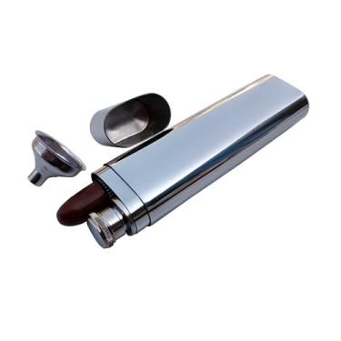 Imagem de CNFLASK Estojo Para Charutos De Aço Inoxidável Polido Com Espelho E Suporte Bolso Frasco Tubo 2 Oz