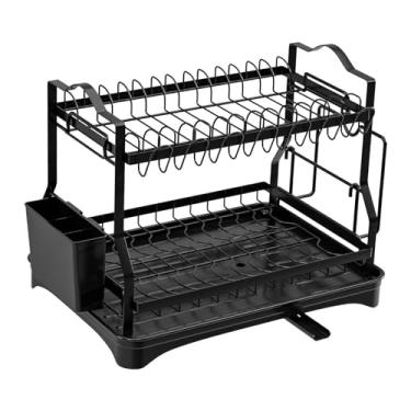 Imagem de Fenteer Rack de prato para balcão de cozinha grande escorredor de prato organizador placa de corte titular organizador placa escorredor rack para pratos