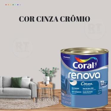 Imagem de Tinta Parede Cinza Renova Acrílica Fosca 800ml - Coral, CINZA CRÔMIO