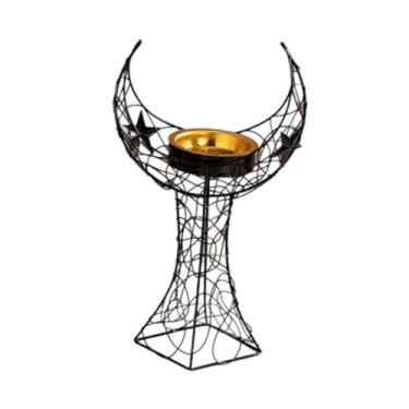 Imagem de Fenteer Queimador de incenso suporte exclusivo arte artesanato criativo lua escultura queimador portátil para fazenda sala chá hotel interior, Preto