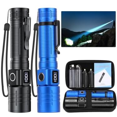 Imagem de NetCan Lanterna de LED, lanterna tática super brilhante de alta potência, lanternas recarregáveis, lúmens altos, 6 modos de zoom, luzes de flash à prova d'água para emergência, acampamento, caminhada