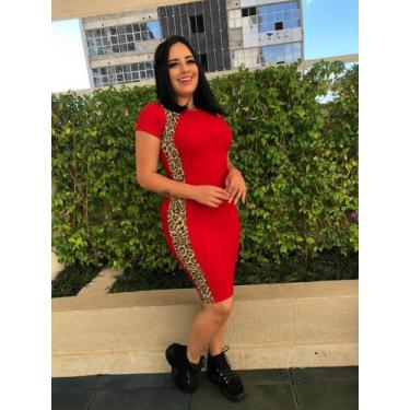 Imagem de Vestido feminino curto malha canelada manga curta detalhe listra later