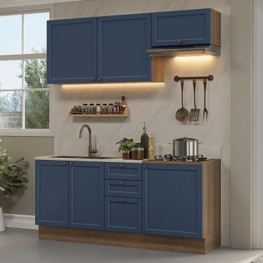 Imagem de Armário De Cozinha Compacta 180 Cm Rustic/azul Vik Madesa 01 Rustic/azul