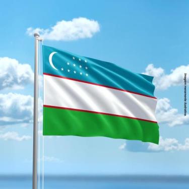 Imagem de Bandeira do Uzbequistão 80cmx140cm Tecido Oxford 100% Poliéster - PRES