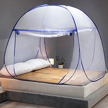 Imagem de Mosquiteiro para cama, rede mosquiteira pop-up para acampamento portátil, para viagem, dossel de cama de entrada dupla para cama king size (180 x 200 x 150 cm)