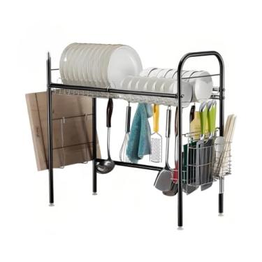 Imagem de Escorredor De Louça Suspenso Bancada Autossustentável 58cm/63cm Cozinha Suspensa Aço Inoxidável E Escorredor De Pratos(KIT 2 UNIDADES PRETO,63CM)