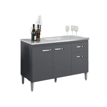 Imagem de Balcão Gabinete Para Cozinha Gabriela 120cm 3 Portas 1 Gaveta