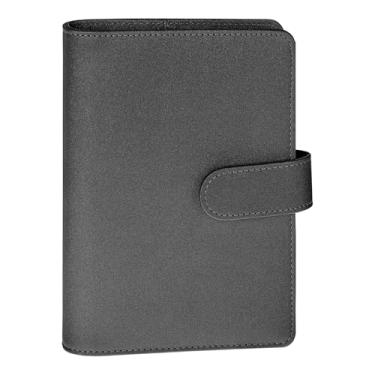 Imagem de Antner A6 fichário de caderno recarregável, 6 anéis, capa para fichário de orçamento para papel A6, couro PU, folha solta, agenda pessoal, capa organizadora com fivela magnética, glitter preto