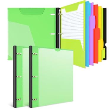 Imagem de INFUN Caderno de fichário telescópico tudo-em-um - 2 peças, fichário recarregável de 3 anéis com 1 pasta de bolso móvel de plástico, 5 divisórias de plástico, papel milimetrado e papel pautado