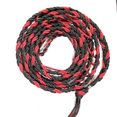 Imagem de Parallel Halo Balearic Paracord Shepherd Sling (estilingue antigo) feito à mão com 6 fios trançados, lançador de bola de tênis (preto e vermelho)