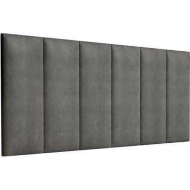 Imagem de Cabeceira Painel Suspensa Madri Estofada Camurça Para Cama de Casal 1,40 (Cinza)