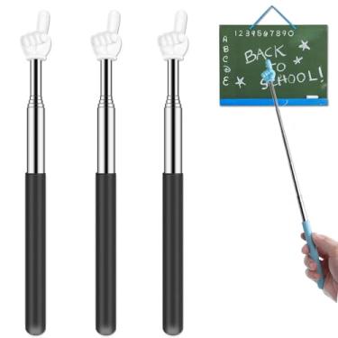 Imagem de Dumero Bastão extensível para ponteiro de dedo, bastão longo telescópico retrátil para escola, itens essenciais para sala de aula, pacote com 3 - preto