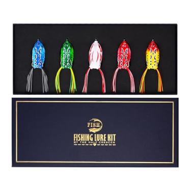 Imagem de Kit de iscas Ray Frog, presentes para pescador, conjunto de equipamentos de pesca de água doce e salgada com robalo, truta, salmão, Walleye, lúcio, almísquei, barata, perca, Snook (5E)