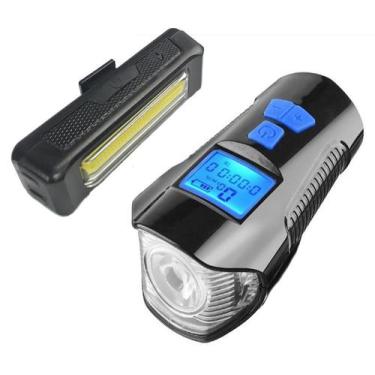 Imagem de Kit Farol De Bike Lanterna Traseira E Velocimentro Usb T6 - Hackz