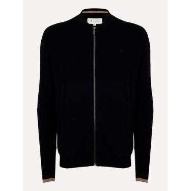 Imagem de Casaco Dudalina Masculino Tricot Bomber Raglan Textura Preto, M/M