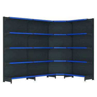 Imagem de Kit 3 gôndolas new premium 2,02m preta parede 40/30 + canto 40/30 - castellmaq