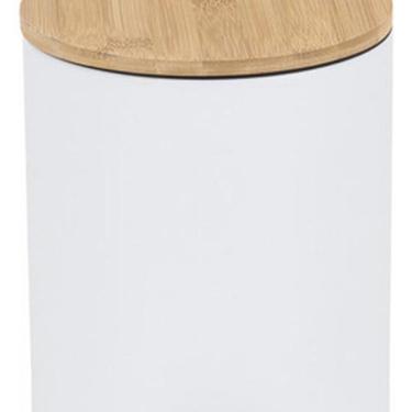 Imagem de Lixeira De Chão Banheiro Metal E Madeira 3l 24x17cm Branca