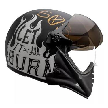 Imagem de Capacete Peels F21 Burn Preto Fosco Aberto Queixeira Moto, 60