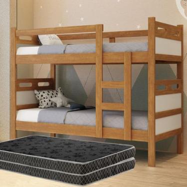 Imagem de Beliche Jaspe Branco Completa 2 Colcões 100% Mdf - Pronta Entrega - Po