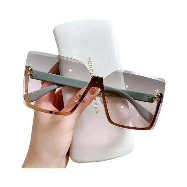 Imagem de Óculos de Sol Feminino de Metal - Meia Armação, Anti-UV, Estilo Europe