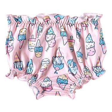 Imagem de Calcinha Biquíni Porta Fralda Bebê Proteção UV 50+ Sorvetes Rosa Tip T