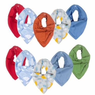 Imagem de Kit 10 Babador Bandana Bebê 100% Algodão Ajuste Regulável - Koala Baby