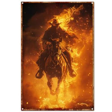 Imagem de Free Pintree Pôster de arte de parede com tema de caveira vintage original, decoração de parede de arte clássica retrô engraçada, arte de placas de lata para quarto/cafeteria/garagem (F - Fire Trial