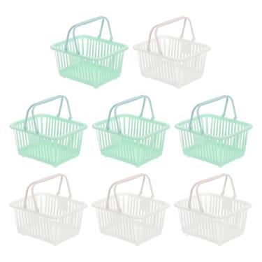 Imagem de PATIKIL 8 peças de cesta pequena de plástico, mini cesta de armazenamento de mercearia pequenas cestas de compras com alça organizadora água filtrada para organizar brinquedos, frutas, legumes