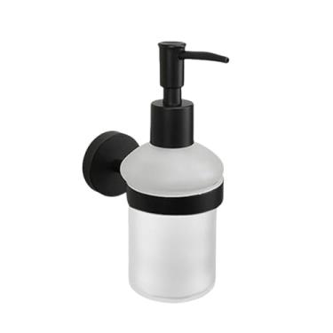 Imagem de Anel de toalha de parede de aço inoxidável preto fosco com gancho único, suporte para papel higiênico, saboneteira para banheira, acessórios para banheiro (dispensador de sabão)