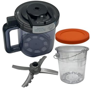 Imagem de Tampa externa e pá de substituição, compatível com a máquina de sorvete Ninja Creami: NC500, NC501, NC501H, NC501HBL e NC501HGN (tampa externa da tigela + pá + tigela externa + tampa de cerveja)